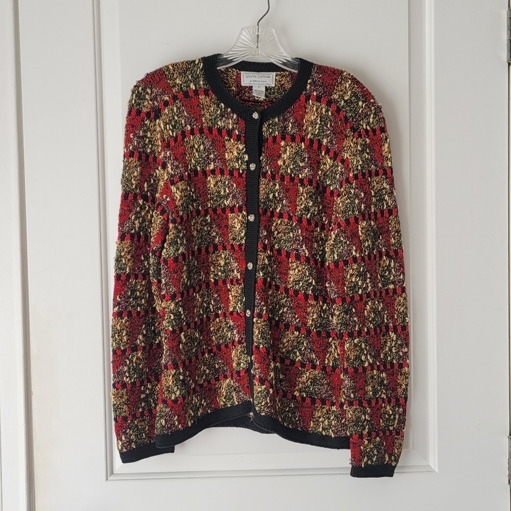Vintage Sweater Hand-knit South Cotton Multicolor